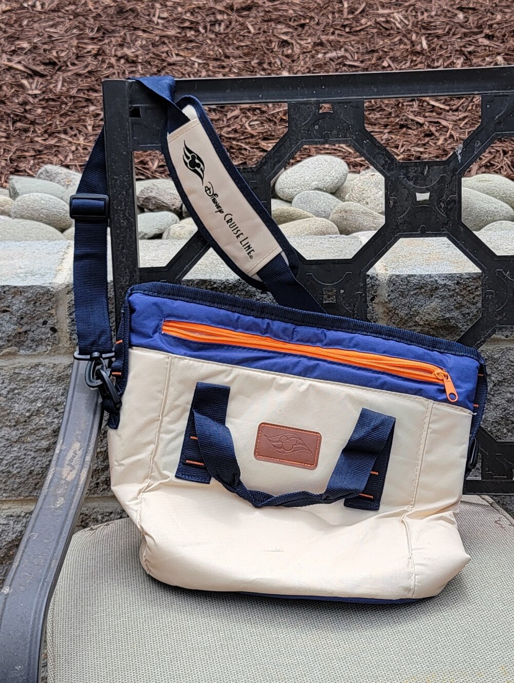 Disney Cruise Line Insulated Cooler Bag Tote Beige Blue Orange Shoulder Strap
